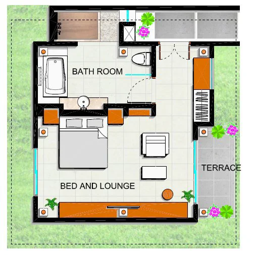 One Bedroom Garden Private Pool layout